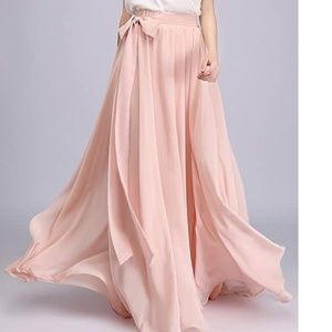 Tan Floor Length Chiffon Skirt